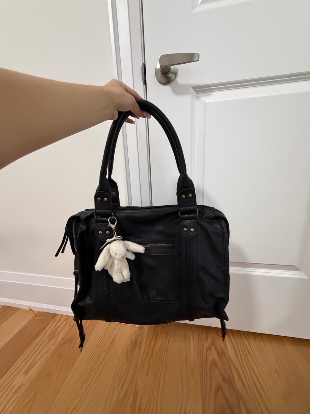 Classic Black Faux Leather Tote Bag